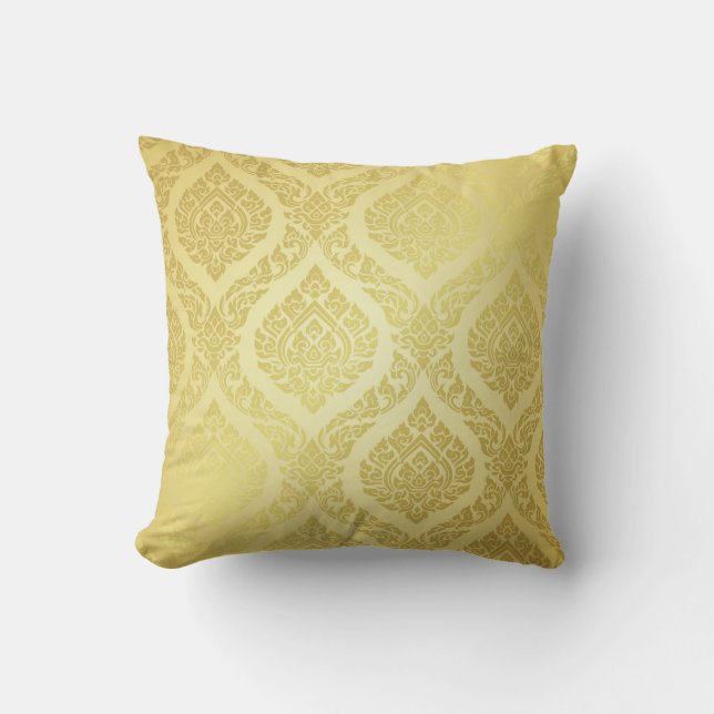 Thai Pattern supreme gold backgroundthai, pattern, Throw Pillow (Front)