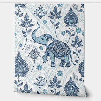 Thai pattern with pastel colored elephant wallpaper