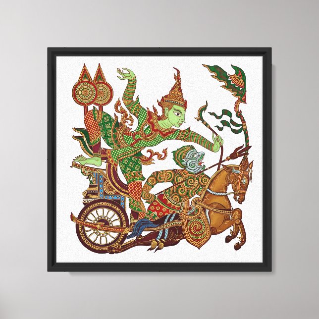 Thai Ramakien Traditional Art - Ancient Mural  Canvas Print (Front)