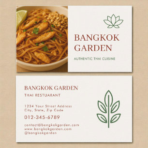 Thai Restaurant Catering Service Photo Business Card