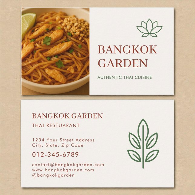 Thai Restaurant Catering Service Photo Business Card (Creator Uploaded)