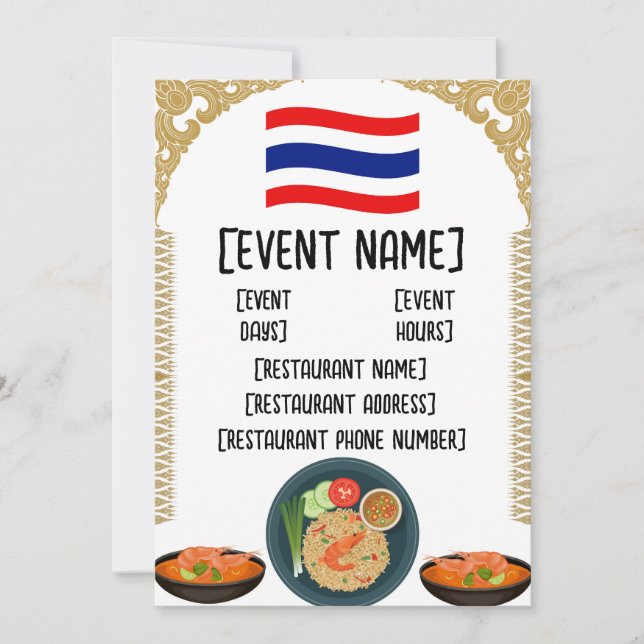 Thai Restaurant events and Inaugurations Invitation (Front)