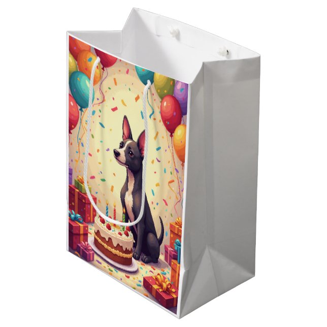 Thai Ridgeback Birthday Celebration Medium Gift Bag (Front Angled)