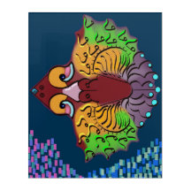 Thai Script Abstract Fish Art | Acrylic Wall Art