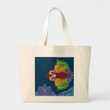 Thai Script Abstract Fish Art | Jumbo Tote Bag