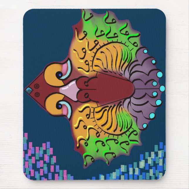 Thai Script Abstract Fish Art | Mouse Pad (Front)
