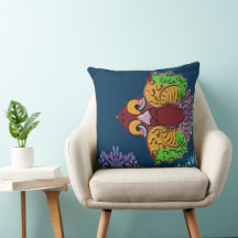 Thai Script Abstract Fish Art | Throw Pillow