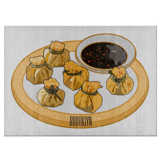 Thai shrimp purse cartoon illustration  cutting board (Front)