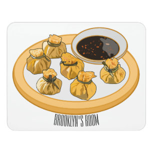 Thai shrimp purse cartoon illustration door sign