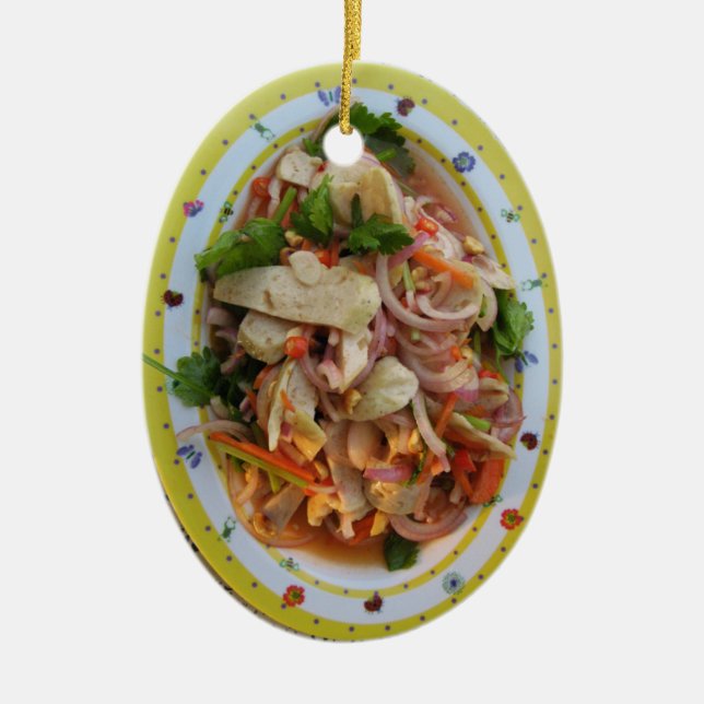 Thai Spicy Sausage Salad ... Asian Street Food Ceramic Ornament (Front)