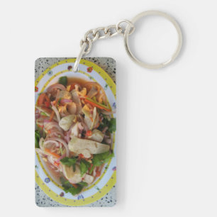Thai Spicy Sausage Salad ... Asian Street Food Keychain