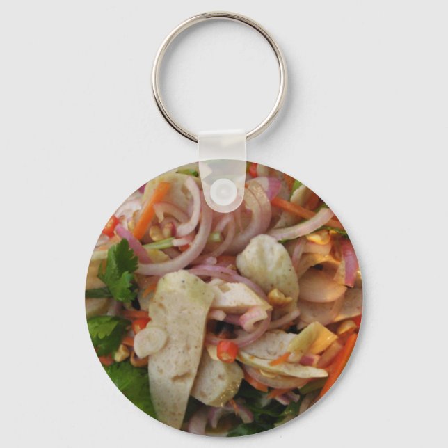 Thai Spicy Sausage Salad ... Asian Street Food Keychain (Front)