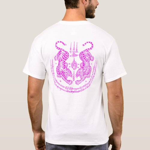 Thai Tattoo Designs Tiger  Yant Suea Koo  Pink T_Shirt