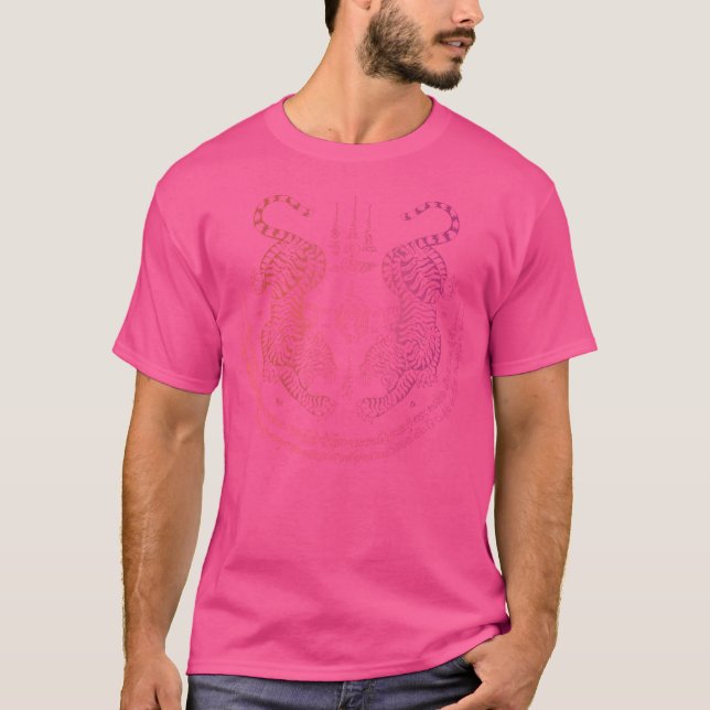 Thai Tattoo Twin Tiger Sak Yant Muay Thai Thailand T-Shirt (Front)