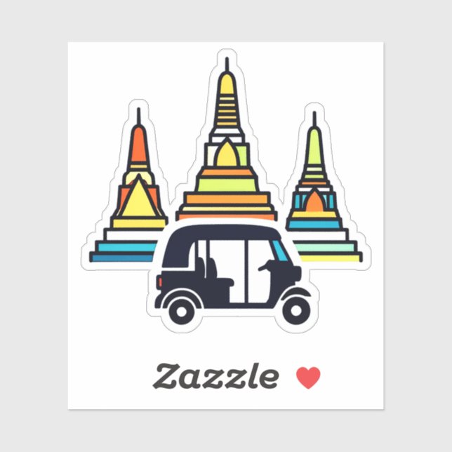 Thai Temples And Tuk Tuks Sticker (Sheet)