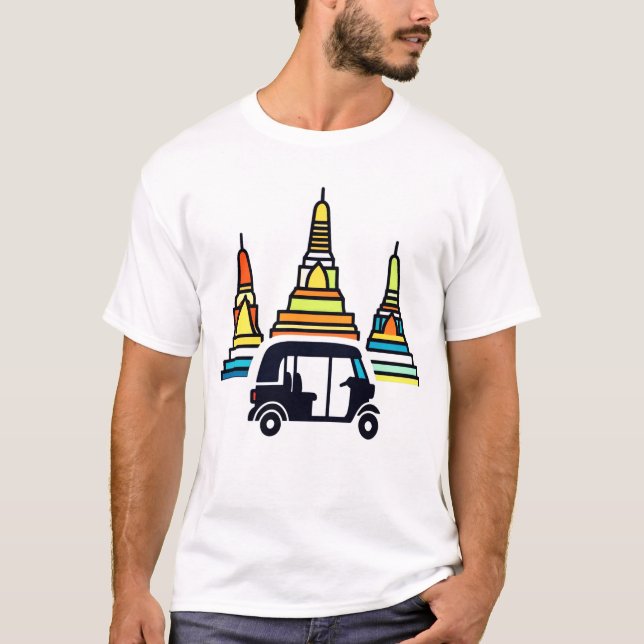 Thai Temples And Tuk Tuks T-Shirt (Front)