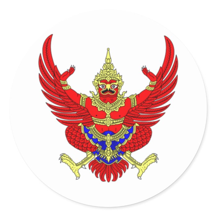 THAI THAILAND COAT OF ARMS EMBLEM FLAG ROUND STICKERS