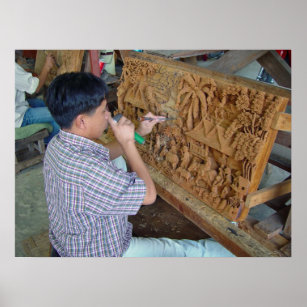 Thai Wood Carving Chiang Mai Thailand Poster