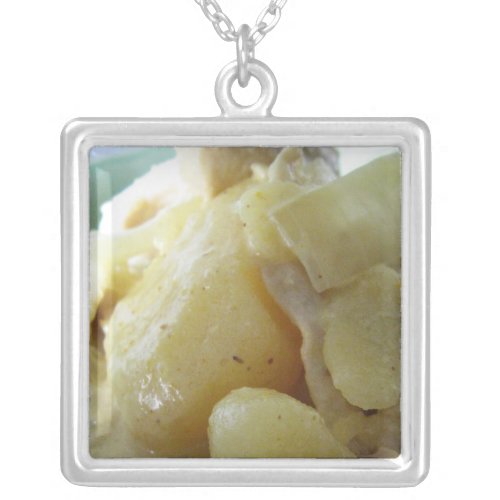 Thai Yellow Curry แกงกะหรี่  Asian Street Food Silver Plated Necklace