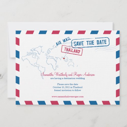 Thailand Air Mail Wedding Save The Date