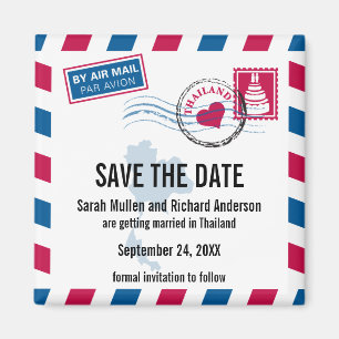 Thailand Air Mail Wedding Save the Date Magnet