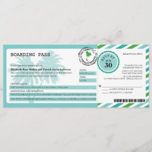 Thailand Airmail Boarding Pass Wedding Invitation