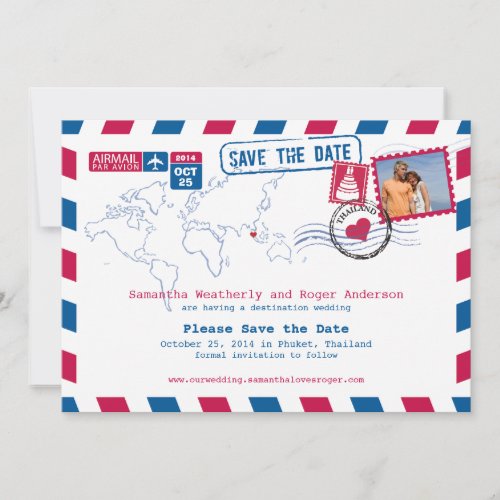 Thailand Airmail Wedding Save The Date