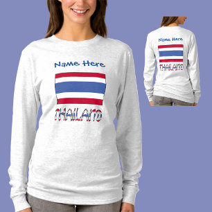 Thailand and Thai Flag Blue Personalization Womens T-Shirt