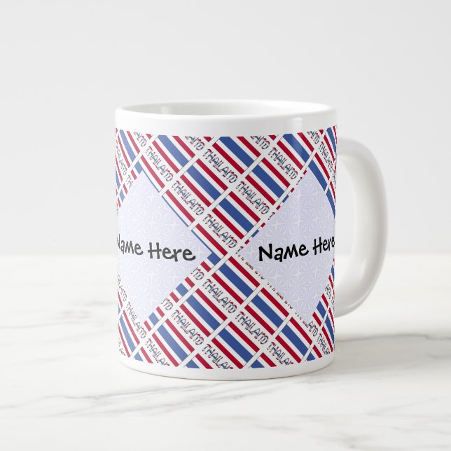 Thailand and Thai Flag Tiled Personalized  Giant Coffee Mug (Front Right)