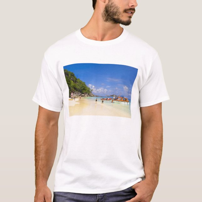 Thailand, Andaman Sea. Passengers onshore at T-Shirt (Front)