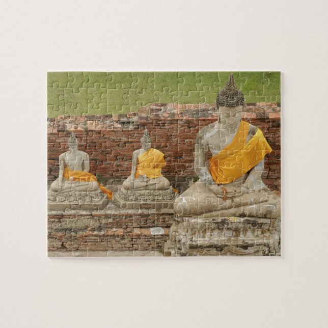 Thailand, Ayutthaya. Statues of sitting buddhas Jigsaw Puzzle (Horizontal)
