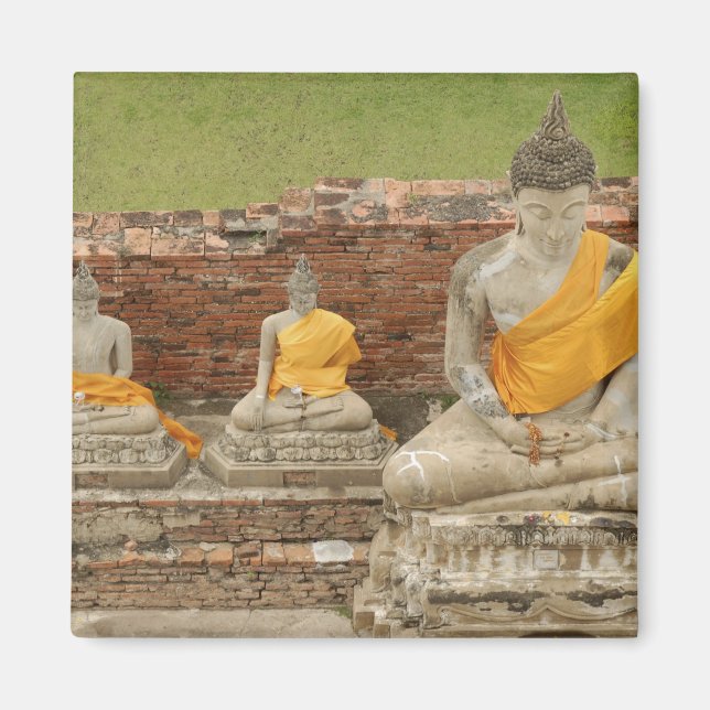 Thailand, Ayutthaya. Statues of sitting buddhas Magnet (Front)
