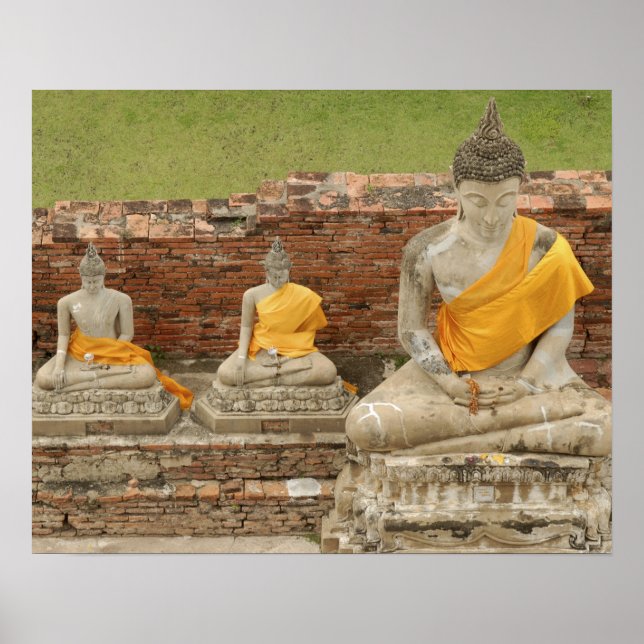 Thailand, Ayutthaya. Statues of sitting buddhas Poster (Front)