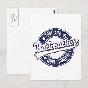 Thailand Backpacker World Traveler logo Postcard