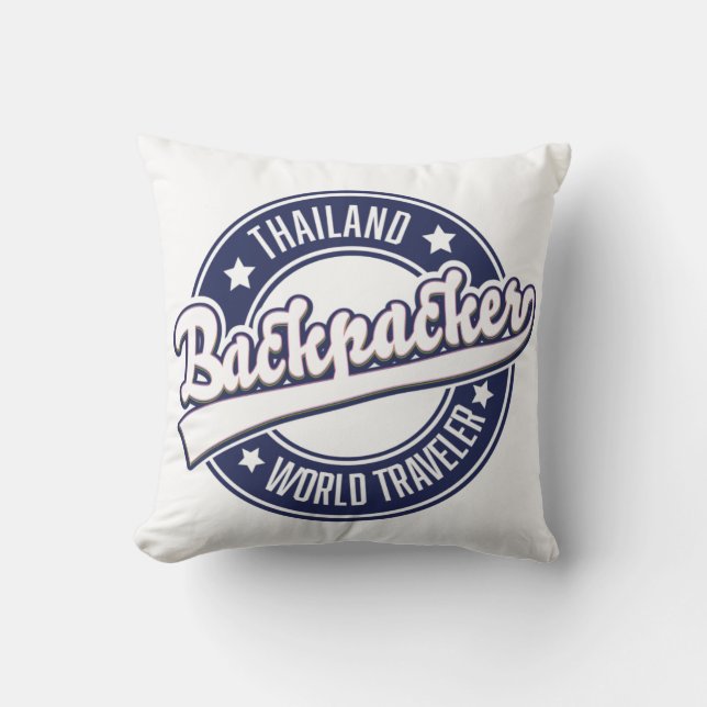 Thailand Backpacker World Traveler logo Throw Pillow (Front)