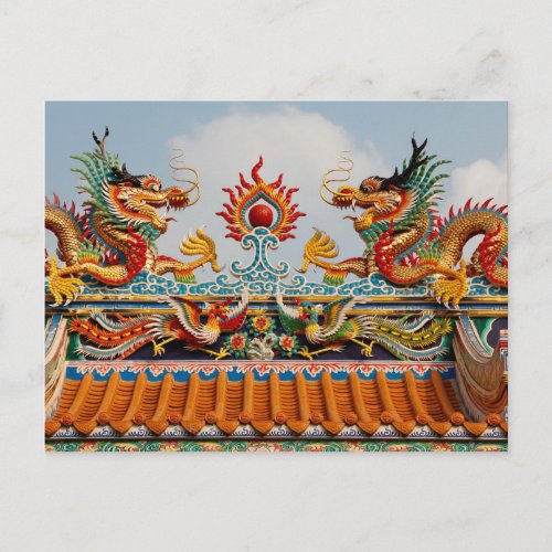 Thailand Bangkok card with two dragons temple