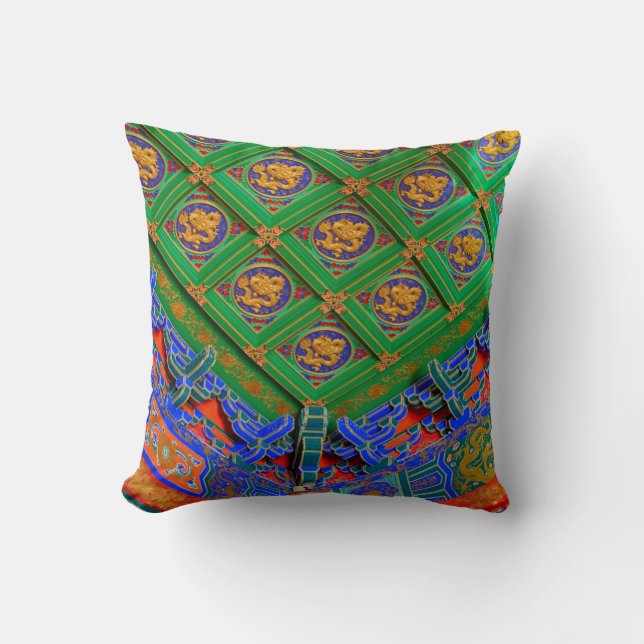 Thailand, Bangkok | Dragon Temple Throw Pillow (Front)