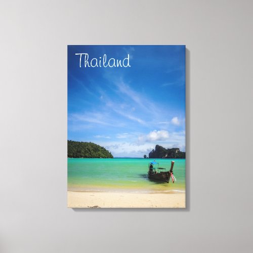 Thailand Beach Photo with Fishing Boat Canvas Print