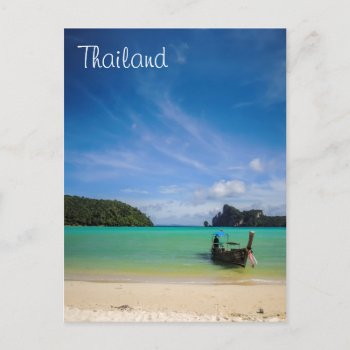 Thailand Beach Photo With Fishing Boat Postcard by Mirribug at Zazzle