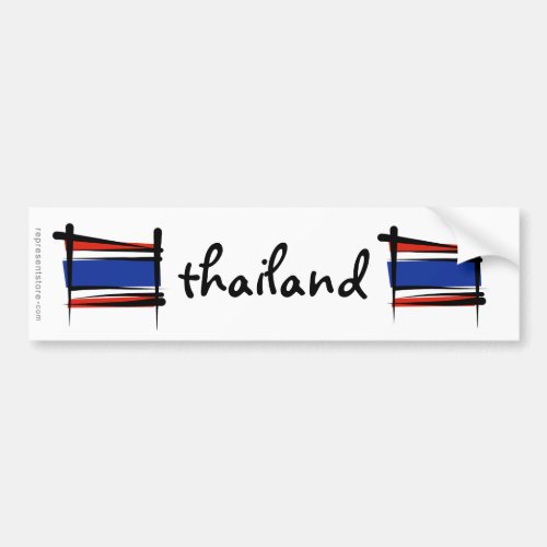 Thailand Brush Flag Bumper Sticker
