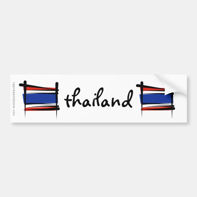 Thailand Brush Flag Bumper Sticker (Front)