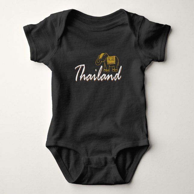 Thailand Elephant Holiday Travel Memories Asia Baby Bodysuit (Front)