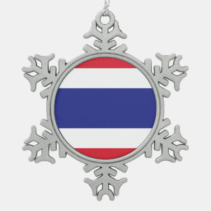 Thailand Flag Emblem Snowflake Pewter Christmas Ornament