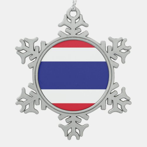 Thailand Flag Emblem Snowflake Pewter Christmas Ornament
