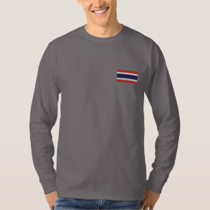 Thailand flag embroidered men's long sleeve shirt