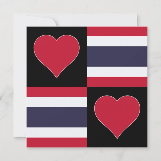 Thailand Flag Heart Cute Patriotic Thai Greeting Card (Front)