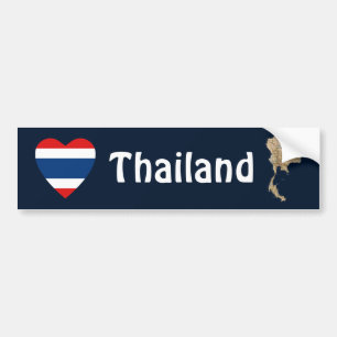 Thailand Flag Heart + Map Bumper Sticker
