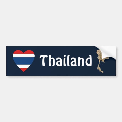 Thailand Flag Heart  Map Bumper Sticker