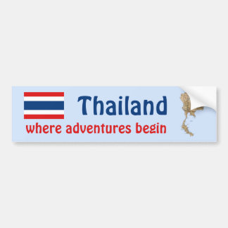Thailand Flag + Map Bumper Sticker