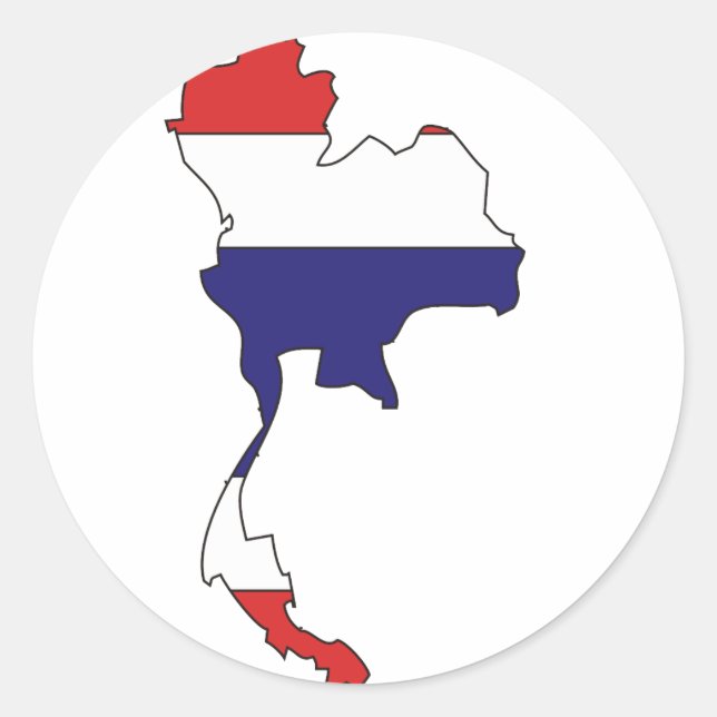 Thailand flag map classic round sticker (Front)